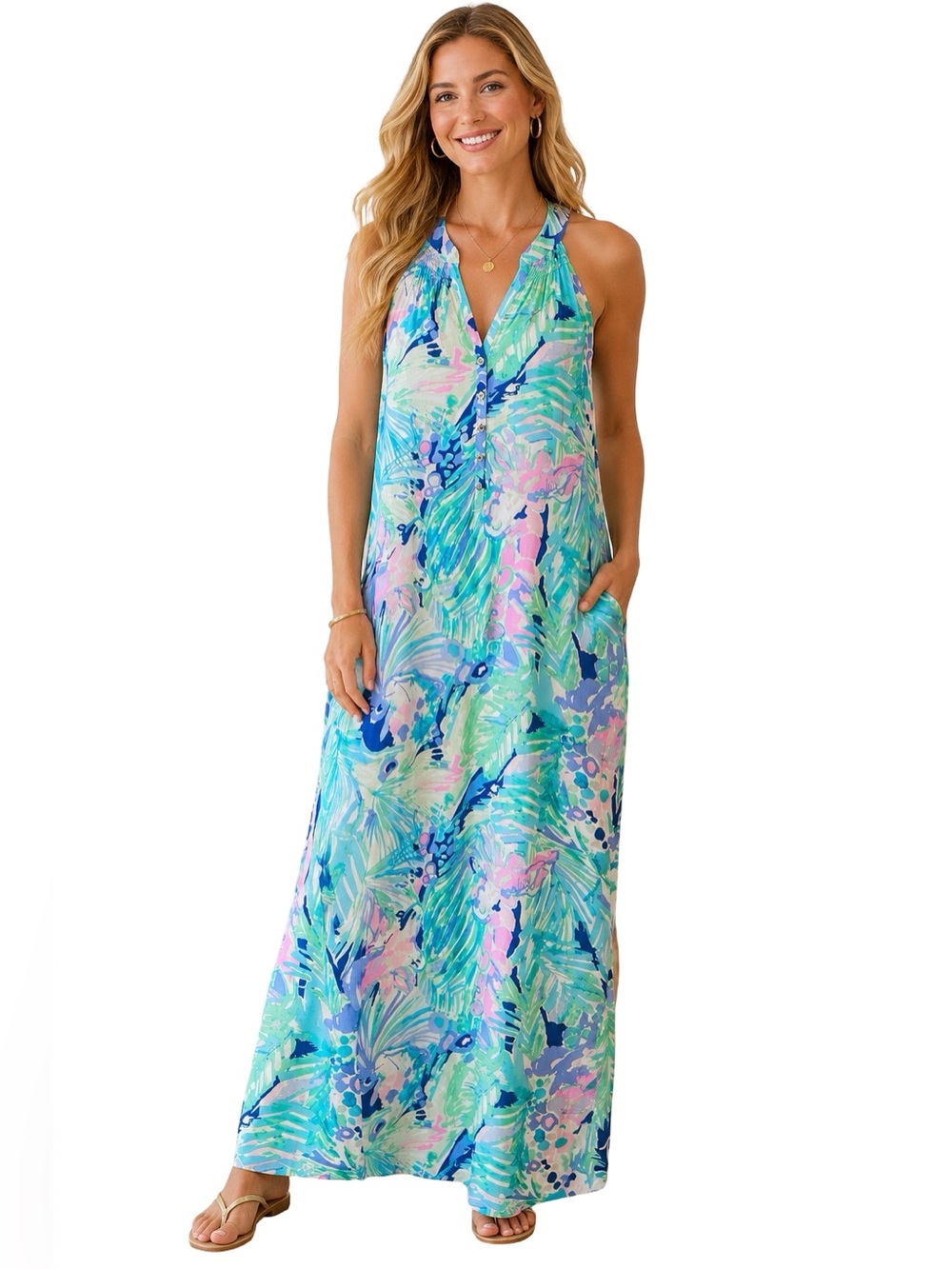 Lilly Pulitzer Bailey Sleeveless Silk Floral
Maxi Dress